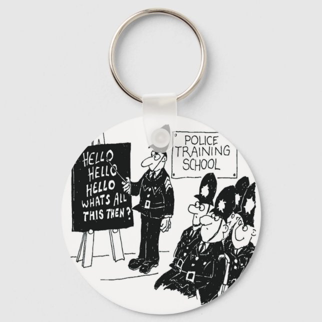 Police Training School. Funny Cartoon Illustration Keychain (Front)