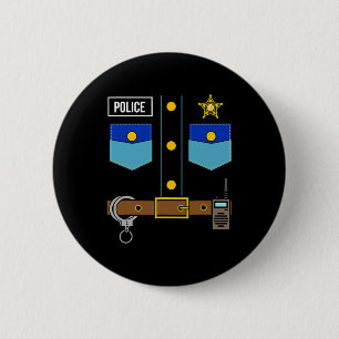 Police Uniform Costume Cool Easy Halloween Police  2 Inch Round Button
