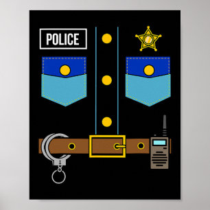 Police Uniform Costume Cool Easy Halloween Police Poster