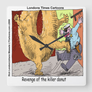 Police Vs Doughnut Funny Wall Clock