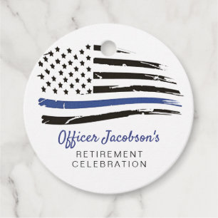 Police Watercolor Thin Blue Line Flag Retirement E Favour Tags