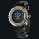 Police Wife Thin Blue Line Rose Custom Name Watch<br><div class="desc">An elegant watch tailored to the policeman's wife or any other female supportive. Feel free to add your name and hit customize to change any elements please.</div>