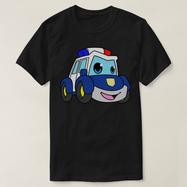 Police with blue light and siren T-Shirt (Design Front)