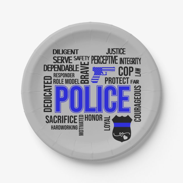 Police with Descriptive Words Party Plates (Front)