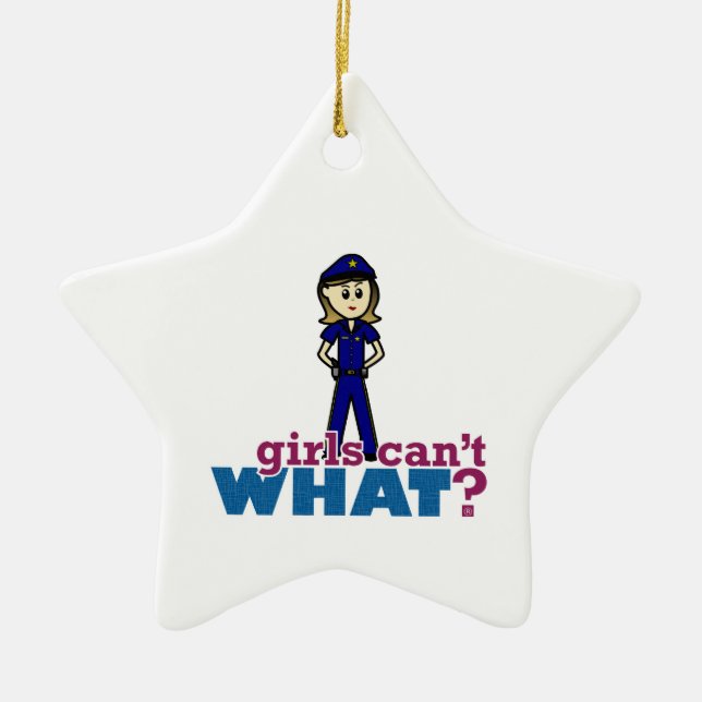 Police Woman Ceramic Ornament (Front)