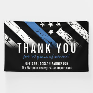 Police Work Anniversary Thin Blue Line Retirement Banner