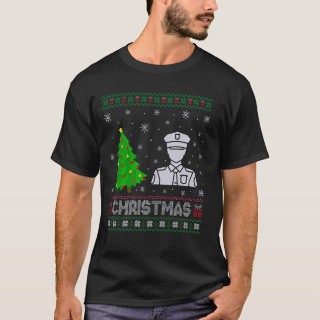 Police Xmas Tree Lighting Ugly Christmas Sweater (Front)