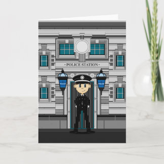 Policeman and Police Station Card