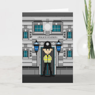 Policeman and Police Station Card