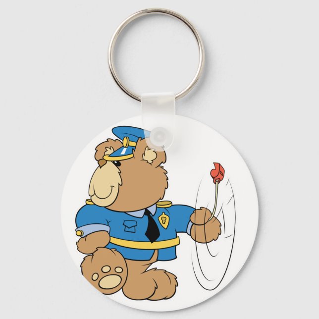 Policeman Cop Bear Keychain (Front)
