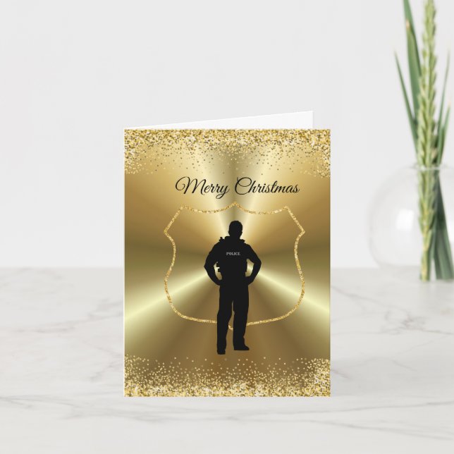 Policeman Golden Christmas Card (Front)