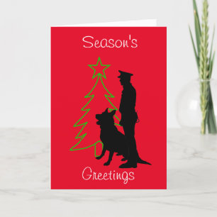 Policeman K-9 Dog Silhouette Christmas Card