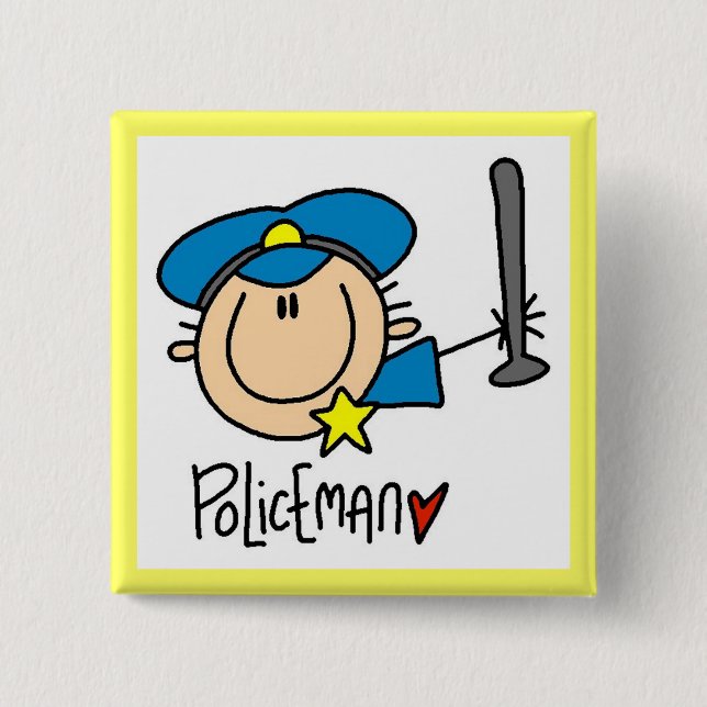Policeman Occupation 2 Inch Square Button (Front)