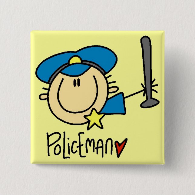 Policeman Occupation 2 Inch Square Button (Front)