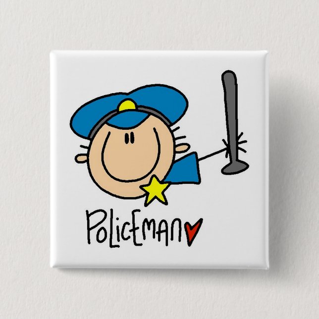 Policeman Occupation 2 Inch Square Button (Front)