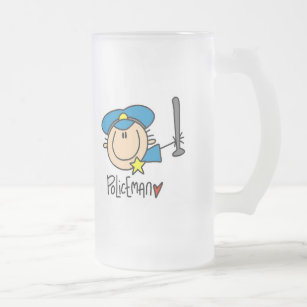 Policeman Occupation Frosted Glass Beer Mug