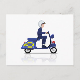 Policeman on Scooter Postcard