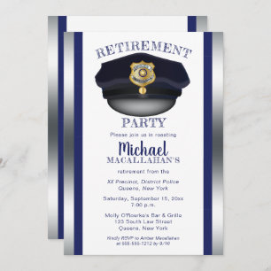 Policeman   Police   Cop Hat Retirement Party Invitation