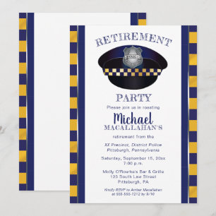 Policeman   Police   Cop Hat Retirement Party Invitation