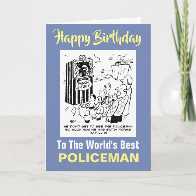 Policeman Punch & Judy Joke  - Happy Birthday Card (Front)