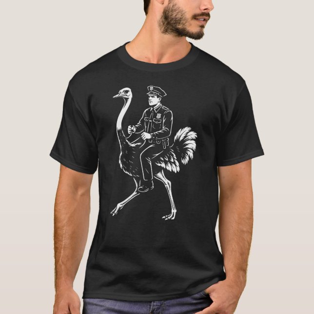 policeman riding on the ostrich T-Shirt (Front)