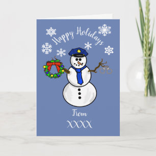 Policeman Snowman Christmas Card Dept. or Personal