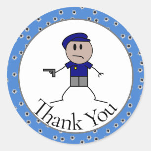 Policeman With Gun Thank You Classic Round Sticker