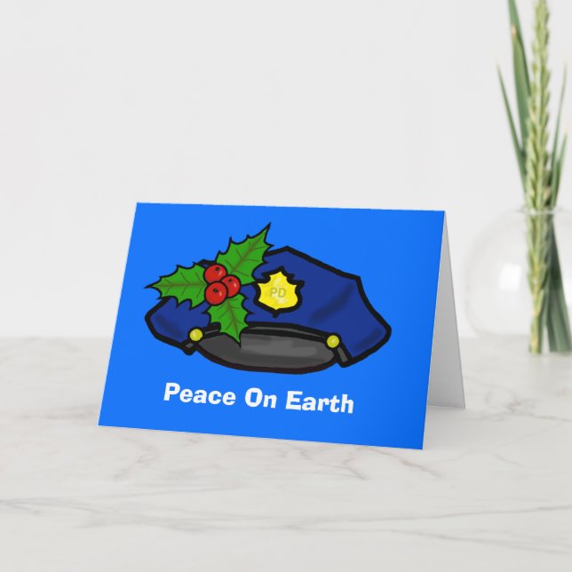 Policeman's Cap Christmas Card to Customize (Front)