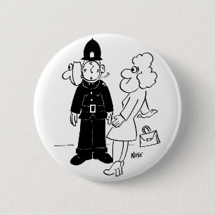 Policeman's Cuckoo Clock Helmet 2 Inch Round Button