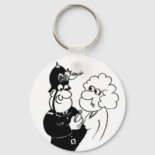 Policeman's Cuckoo Clock Helmet. Funny Cartoon Keychain