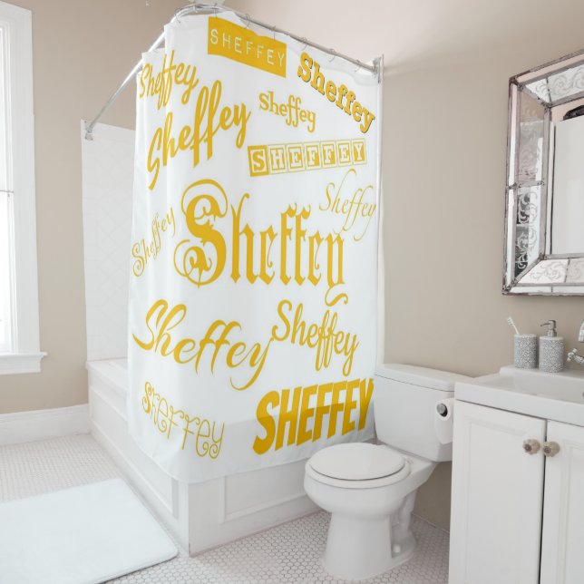 Polices Sheffey Jaunes - 9566 Rideau de douche (En situation)