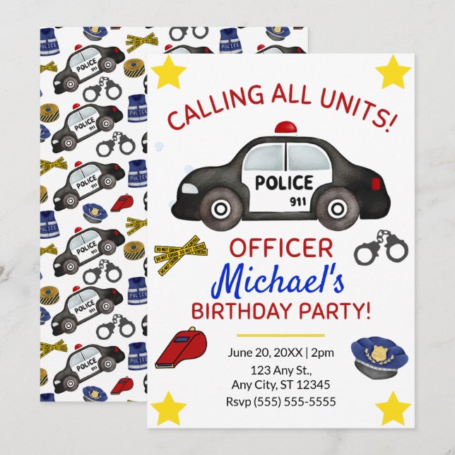 Policy Birthday Invitation (Devant / Derrière)