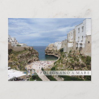 Polignano a Mare city beach in Puglia bar postcard