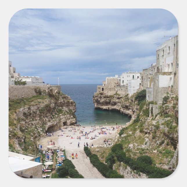Polignano a Mare city beach in Puglia sticker (Front)