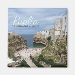Polignano a Mare city beach in Puglia text magnet