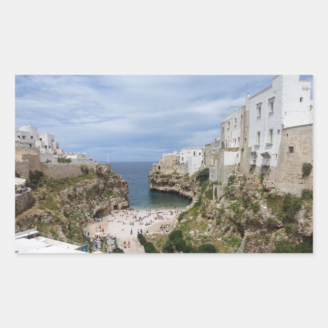 Polignano a Mare city beach rectangular sticker (Front)