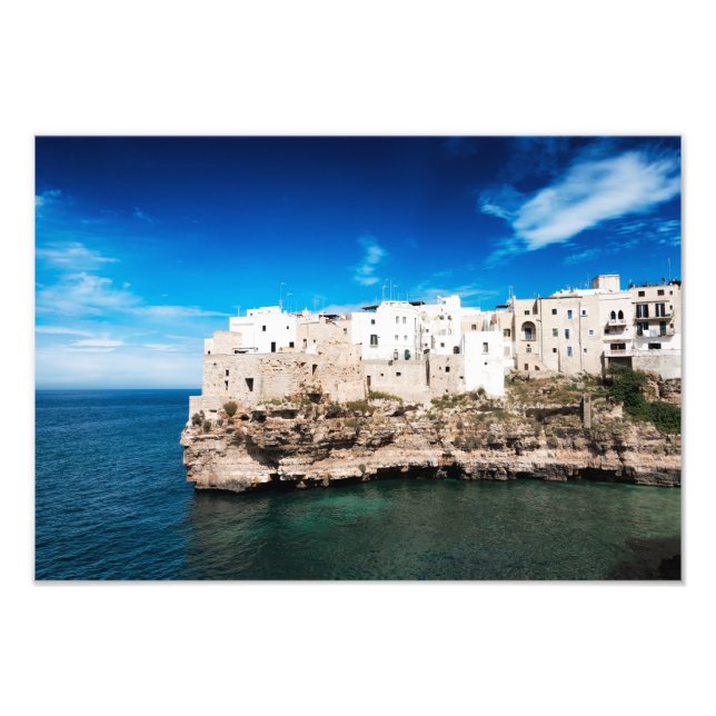Polignano a Mare houses on a cliff in Puglia Photo Print (Front)