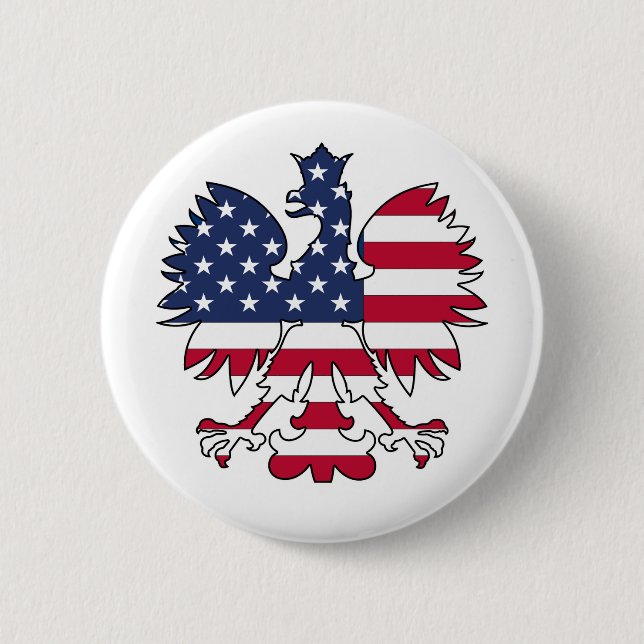 Polish American Eagle 2 Inch Round Button (Front)