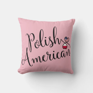 Polish American Entwined Hearts Throw Cushion