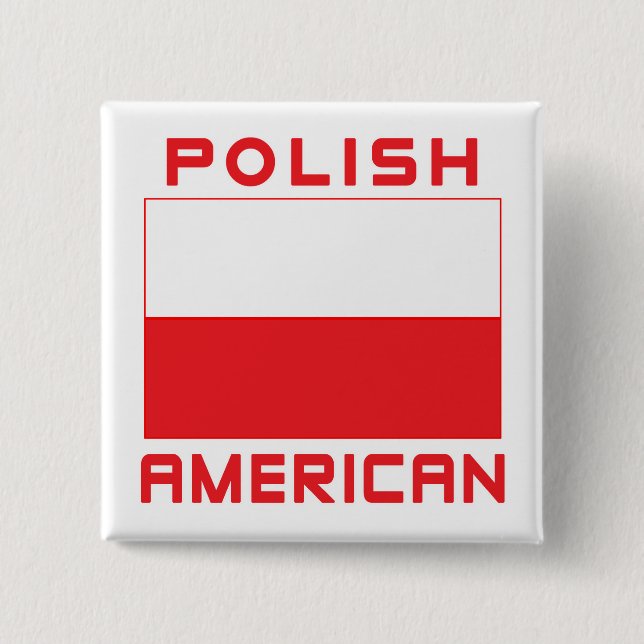 Polish American Flag 2 Inch Square Button (Front)