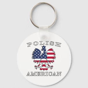 Polish American Flag Eagle Keychain