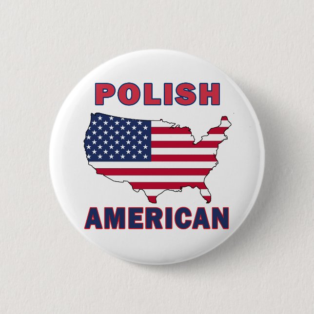Polish American Map 2 Inch Round Button (Front)