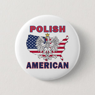 Polish American Map 2 Inch Round Button