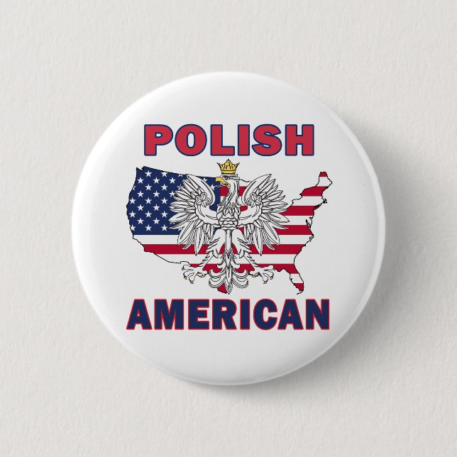 Polish American Map 2 Inch Round Button (Front)