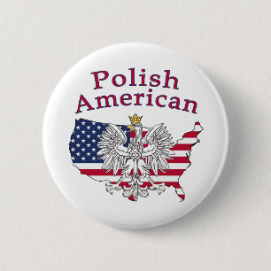 Polish American Map 2 Inch Round Button