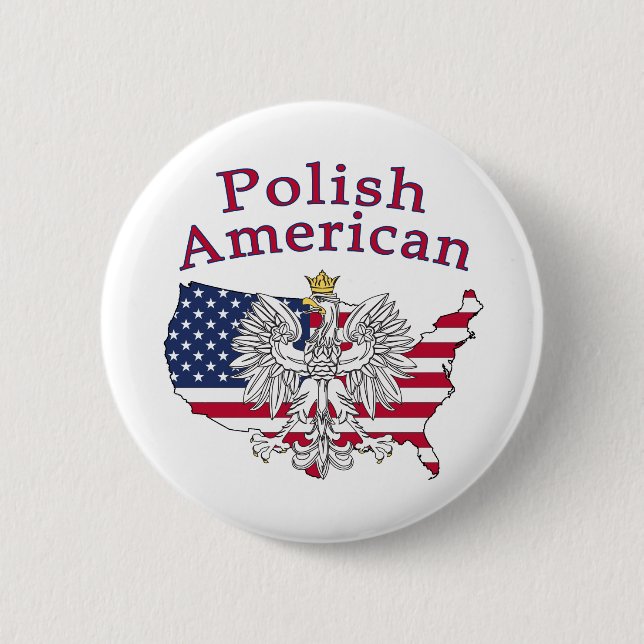 Polish American Map 2 Inch Round Button (Front)