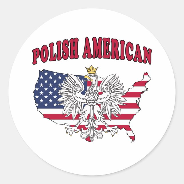 Polish American Map Classic Round Sticker (Front)