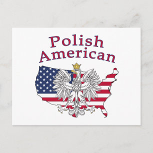 Polish American Map Postcard