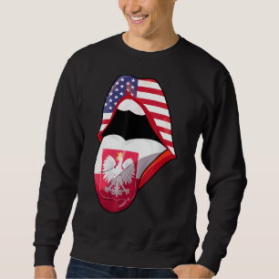 Polish American Roots Usa Polska Poland Flag Lips Sweatshirt