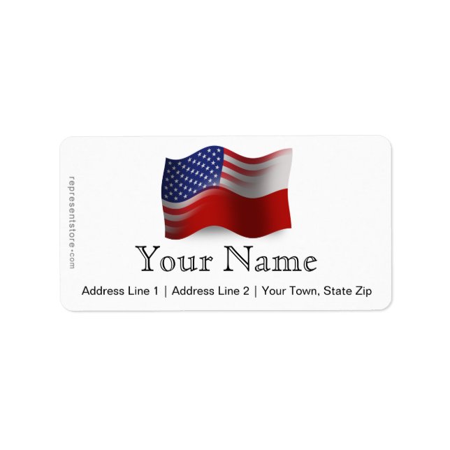 Polish-American Waving Flag Label (Front)